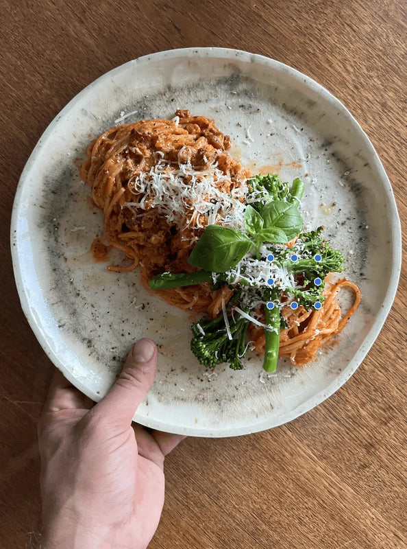 'Nduja-pasta med burrata, broccolini och parmesan