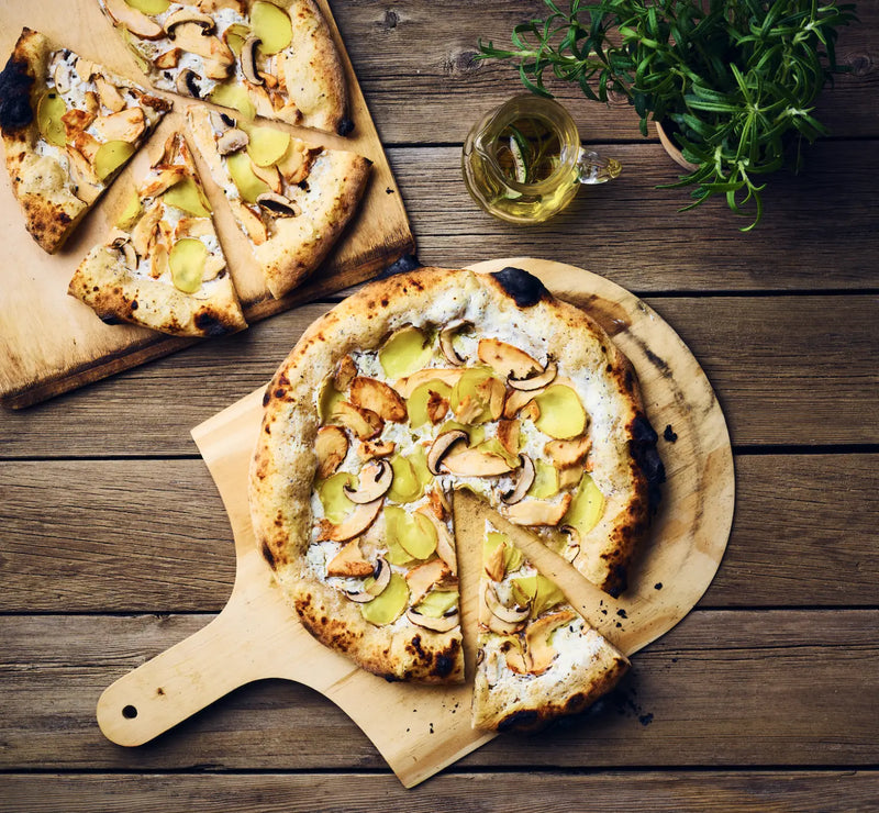 Pizza med potatis, kyckling och philadelphia-tryffelkräm